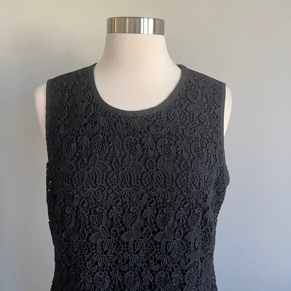 Calvin Klein Lace Overlay Sheath Dress Sleeveless Black 10 - Picture 2 of 6